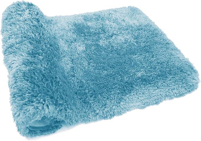 FIFU Bathroom Runner Rug 24" W x 48" L, Bath Mats for Bathroom, Bedroom & Kitchen, Non-Slip Rubber Latex Backing, Comfort & Soft Shower Bathmat & Carpet for Sink, Home & Hallways, Sky Blue - ModernBath