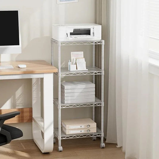 4 Tier Adjustable Storage Shelves,Heavy Duty Metal Utility Shelf Wire Shelving Unit Organizer Rack for Home Kitchen Office Bathroom Pantry Room 12" D x 18" W x 44.5" H - ModernBath