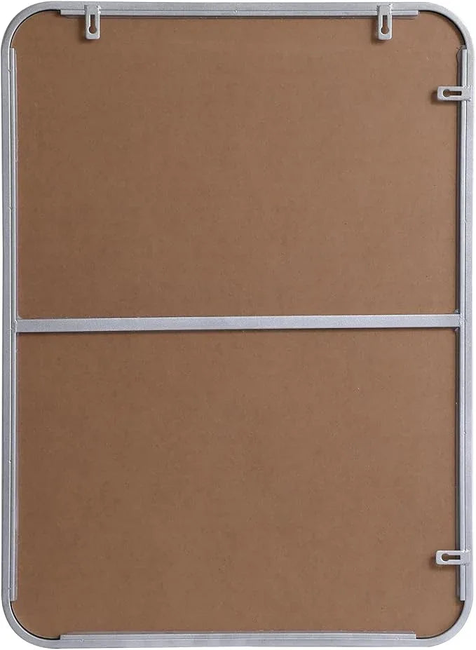 ARS Concepts Aura, Soft Corner Metal Rectangular Mirror 22X30 Inch in, Modern, Silver - ModernBath
