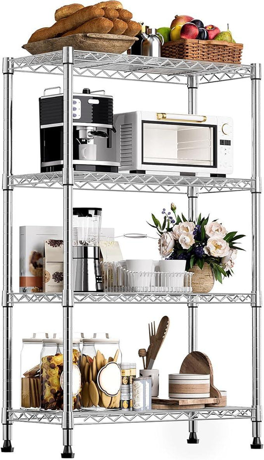 1000 lbs Storage Shelving Steel Heavy Duty 4-Tier Utility Shelving Unit Steel Organizer Wire Rack for Home,Kitchen,Office,Chrome (13.7" D x 29.5" W x 47.2" H) - ModernBath