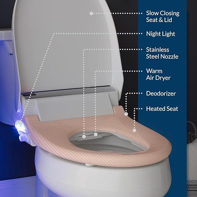 Bejoan X7 Bidet Toilet Seat, Elongated Bidet Attachment for Toilet Warm Water with Soft Close, Electric Heated Bidet Seat with Water Filtration - ModernBath