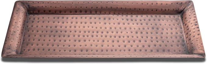Monarch Abode Decorative Tray – 16-Inch Hand Hammered Antique Copper Metal Bathroom Tray Countertop, Vanity Trays Organizer, Perfume Plate for Dresser, Kitchen Countertop Large Fruit Platter - ModernBath