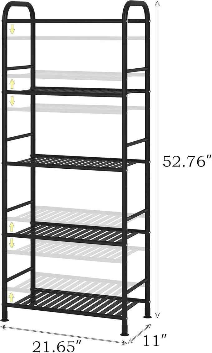 JSB 5-Tier Adjustable Shelving Unit, Heavy Duty Storage Rack Organizer Metal Corner Shelf for Kitchen Living Room Laundry Pantry Bathroom (Black, 5 Tier)… - ModernBath