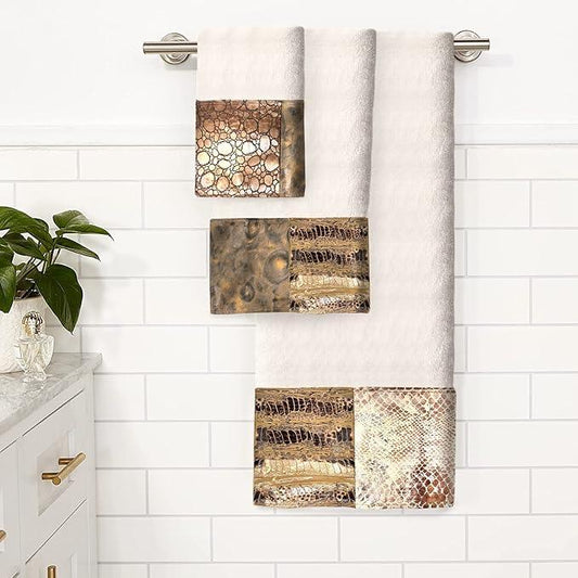 Zahari Home Zambia Animal Print Bath Towel Set - 3 Piece Bath, Hand and Wash Towels. Luxury Contemporary Bath Ensemble - ModernBath