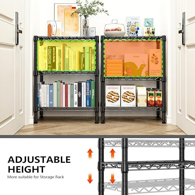 750 lbs 3 Tier Shelf Metal Storage Shelves Wire Rack Closet Organizers with PP Board for Garage Kitchen Bathroom Laundry Black 11.8" D x 21.7" W x 28.6" H - ModernBath