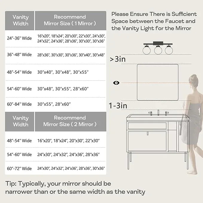 Minuover Wall Mount Mirror for Bathroom, Brushed Black Metal Framed Rounded Corner Square Rectangular Vanity Mirror (30" x 30", Black) - ModernBath