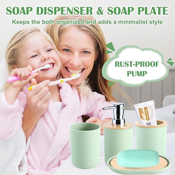 iMucci Bathroom Accessories Bathroom Sets with Shower Curtain, Bath Towel Set, Trash Can, Toilet Brush, Soap Dispenser, Bathroom Accessories Set Complete - ModernBath