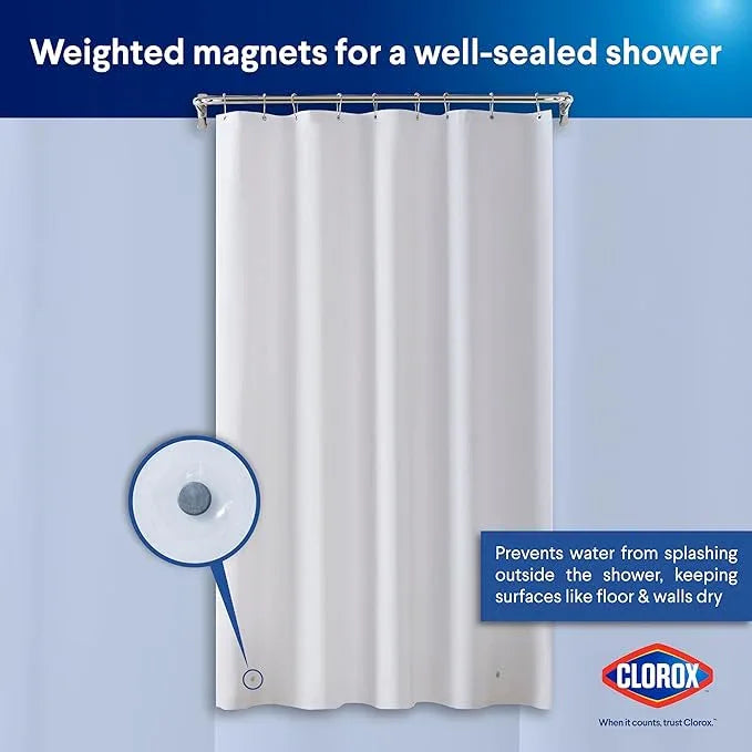 CLOROX Shower Curtain Liner, Premium Medium-Weight Durable Waterproof 6g PEVA for Bathroom with Weighted Magnets, Extra Long 54" x 78", Frosty 1 Pack - ModernBath