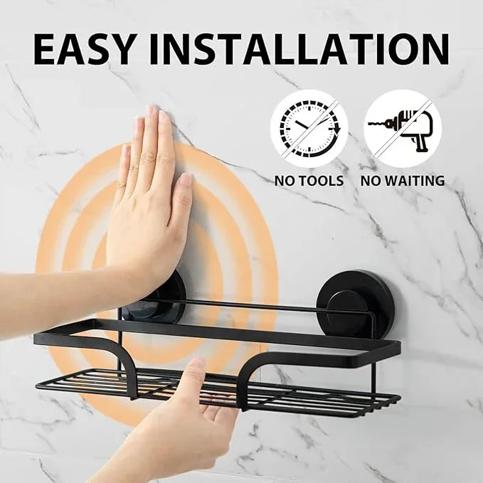 LEVERLOC 2 Pack Shower Caddy Suction Cup, Shower Shelves for Inside, Rustproof Metal Bathroom Storage NO-Drilling Bath Organizer with Large Capacity,Heavy Duty Storage Basket,Home Decor,Black - ModernBath