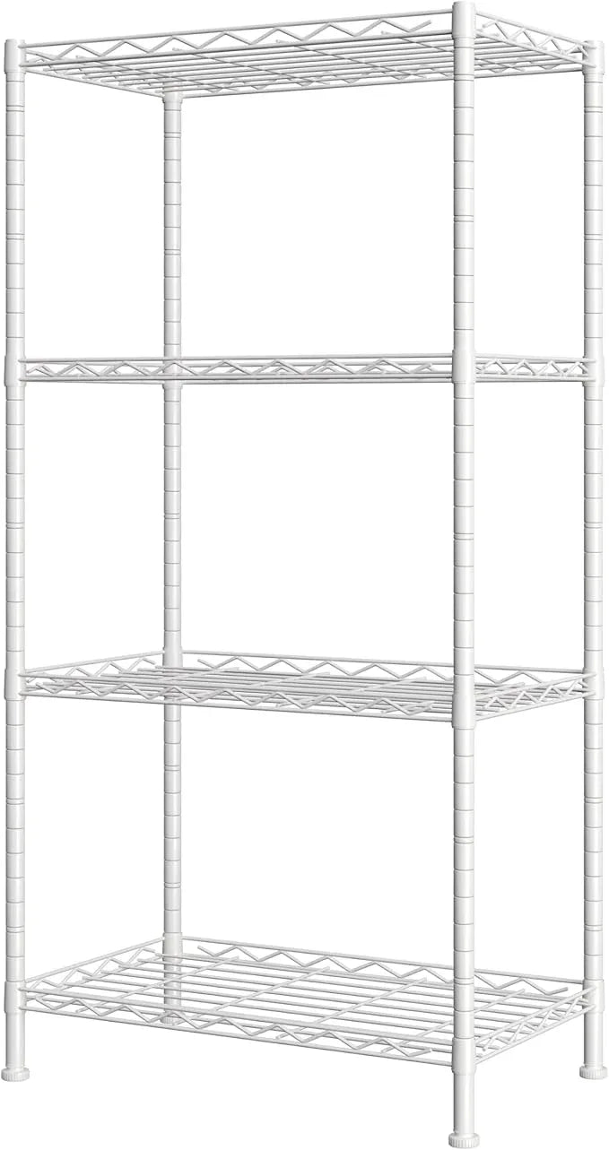 HOMEFORT 4-Shelving Unit, Adjustable Wire Shelving, Metal Wire Shelf Rack Organizer for Kitchen, Pantry, Closet, Bathroom, Laundry, White,21" W x 11" D x 41" H - ModernBath