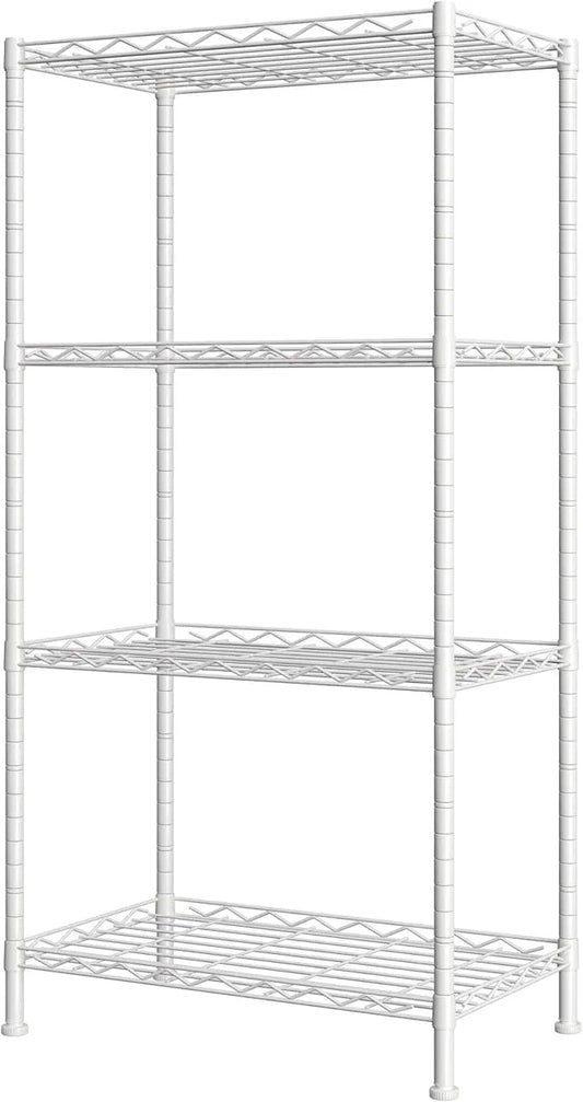 HOMEFORT 4-Shelving Unit, Adjustable Wire Shelving, Metal Wire Shelf Rack Organizer for Kitchen, Pantry, Closet, Bathroom, Laundry, White,21" W x 11" D x 41" H - ModernBath