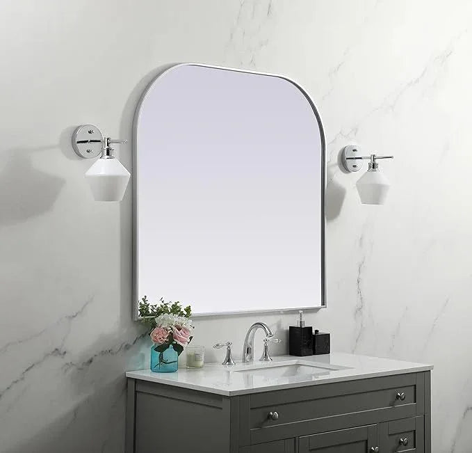 Illuminate, Metal Frame Arch Mirror 40X38 Inch in, Modern, Silver - ModernBath