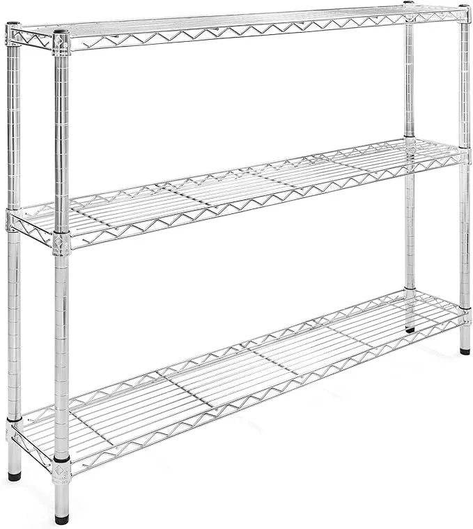 Shelving Inc. 8" d x 48" w Chrome Wire Shelving with 3 Tier Shelves, Weight Capacity 800lbs Per Shelf - ModernBath