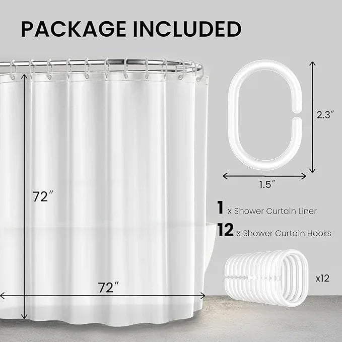 LiBa Bathroom Shower Curtain - Waterproof Plastic Shower Curtain Premium PEVA Non-Toxic with Rust Proof Grommets White 10G Heavy Duty Bathroom Accessories 72x72 - ModernBath