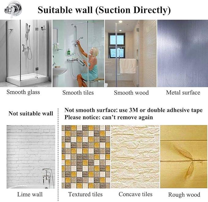 [2 Pack] Suction Cup Shower Head Holder for Elderly, Removeable Showerhead Holder for Minors, Adjustable Hand held Shower Head Holder, No Drilling Bathroom & Bathtub Wall Mount Shower Hanger - ModernBath