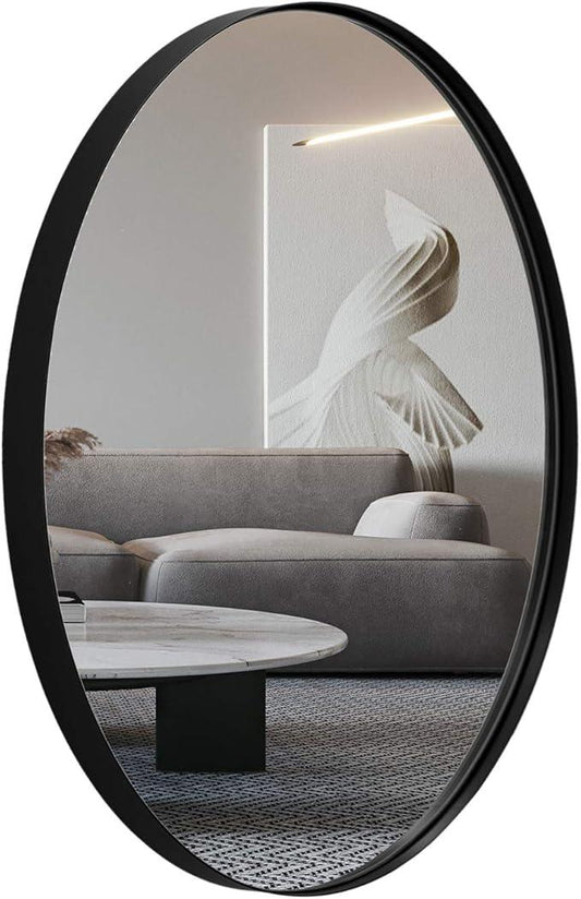 ANDY STAR Black Oval Mirrors for Bathroom, 20x28 Inch Matte Black Stainless Steel Metal Framed Oval Wall Mirror, Modern Vanity Mirror Wall Mount Horizontal or Vertical - ModernBath