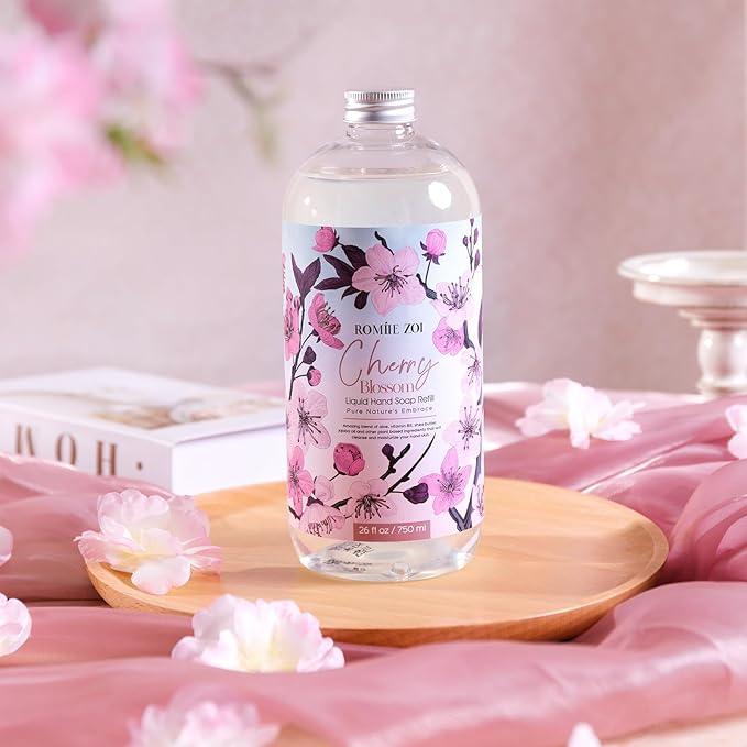 ROMIIE ZOI Liquid Hand Soap Refill, Cherry Blossom, Gentle & Moisturizing Formula, 750 ML/ 26 FL OZ - ModernBath
