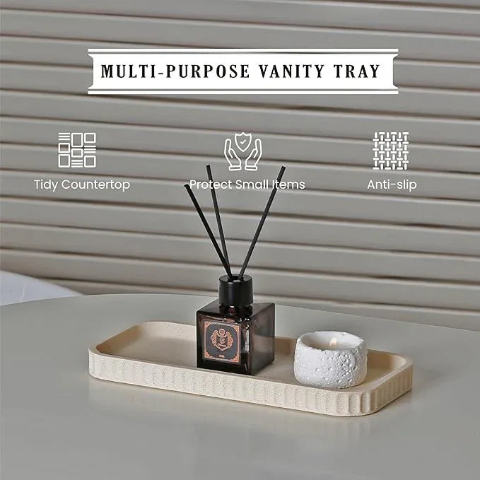 INIUNIK Bathroom Accessory Set - 6 Pieces Bathroom Accessories Set Complete with Soap Dispenser, Toothbrush Holders, Tumbler, Vanity Tray and 2 Qtip Holder for Home Organizer and Decor, Beige - ModernBath