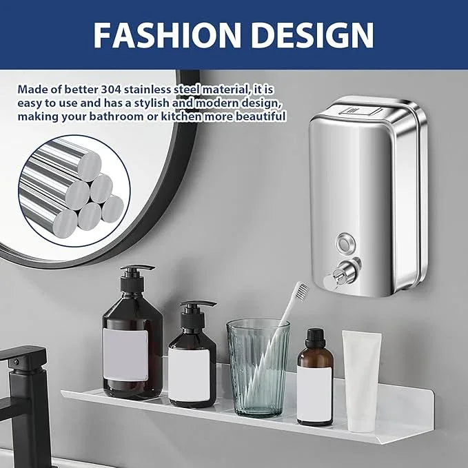 1000ml Commercial Soap Dispenser Wall Mount, Stainless Steel Hand Soap Dispenser for Bathrooms, Refillable Hand Sanitizer Dispenser for Home, Hotels, Restaurants, Hospitals (Silver) - ModernBath