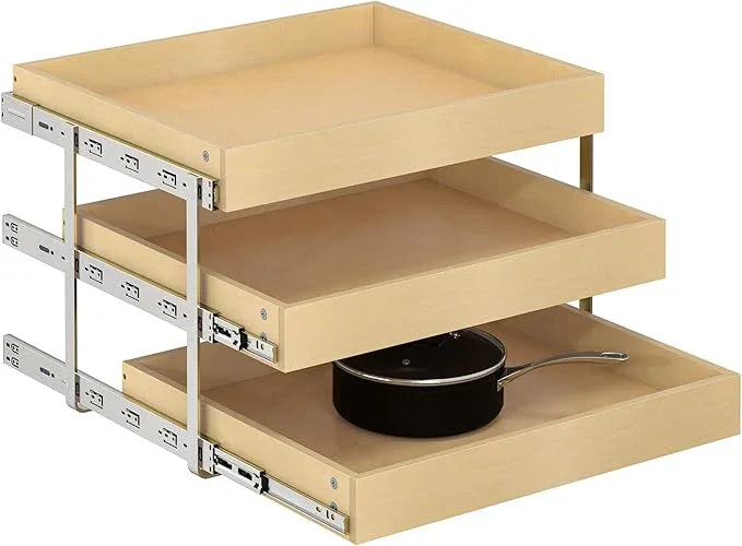 WelFurGeer 3-Tier Pull Out Cabinet Organizer with Soft Close, Heavy-Duty Slide Out Drawers for Cabinets, Pull Out Drawers for Cabinets, Bottom Mount Shelves for Kitchen, Pantry, Bathroom - ModernBath