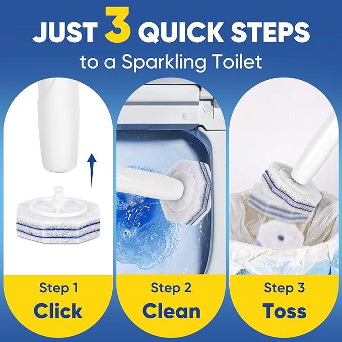 HHXI 60Ct Aromative Toilet Brush Refills, Toilet Bowl Cleaner Refills, Double-Layer Cleaning Pads Added, Compatible with Most Toilet Brushes，Lemon, Blue Ocean, Lavender（Patented） - ModernBath