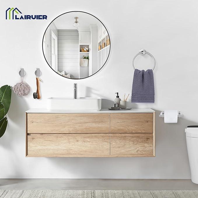 Brushed Nickel Bathroom Hardware Set, 4-Piece Towel Holder Set Include Double Bases Toilet Paper Holder,Towel Ring and 2 Towel Hooks Stainless Steel Wall Mounted Bathroom Hardware Accessories Set - ModernBath