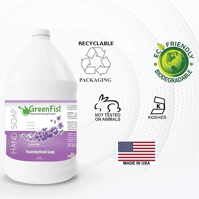 GreenFist Foaming Hand Soap Refills Lavender Scent Jug Foam Refill Made in USA, 128 ounce (1 Gallon) - ModernBath