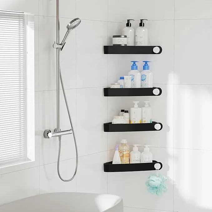Sotfamily Shower Caddy Corner, 4 Pack Adhesive Corner Shower Shelves for Bathroom Organizers and Storage, Rust Free Plastic Rack for Bathroom Accessories & Decor, Black - ModernBath