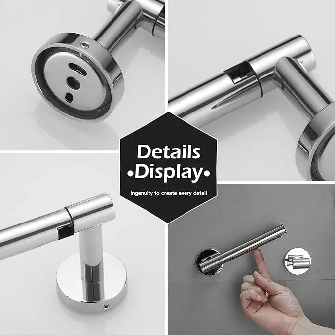 BWE Chrome Toilet Paper Holder Wall Mounted Double Post Pivoting Toilet Tissue Holders SUS 304 Stainless Steel Toilet Roll Holder for Bathroom Kitchen and RV Washroom - ModernBath
