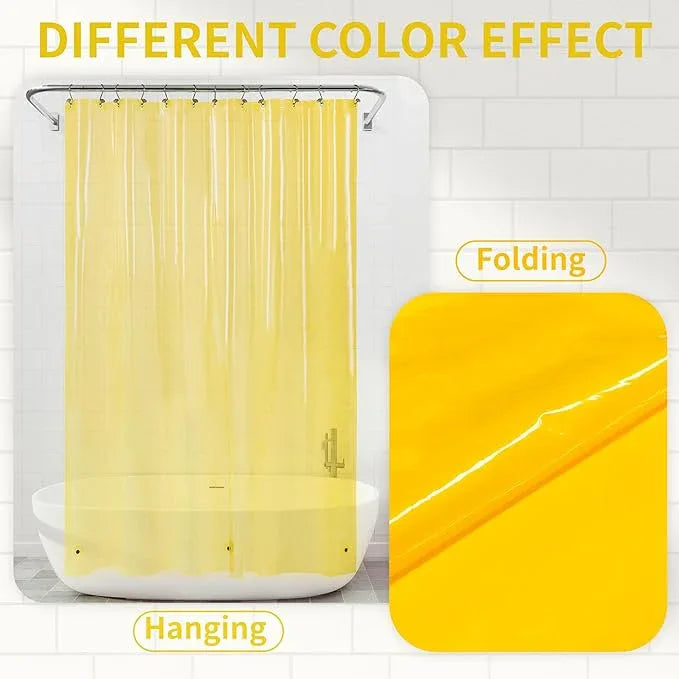 Barossa Design Clear Yellow Shower Curtain Liner - Premium PEVA Shower Liner with 3 Magnets & Metal Grommets, Waterproof Lightweight Standard Size Curtains for Bathroom - Translucent Yellow - ModernBath
