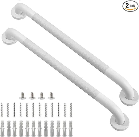Rackickyer Shower Grab Bar, 2 Pack 24 Inch White Bathroom Grab Bar, 1.25" Diameter 304 Stainless Steel Anti-Slip Grab Bars for Bathtubs and Showers, Handicap Shower Grab Bar for Seniors Elderly - ModernBath