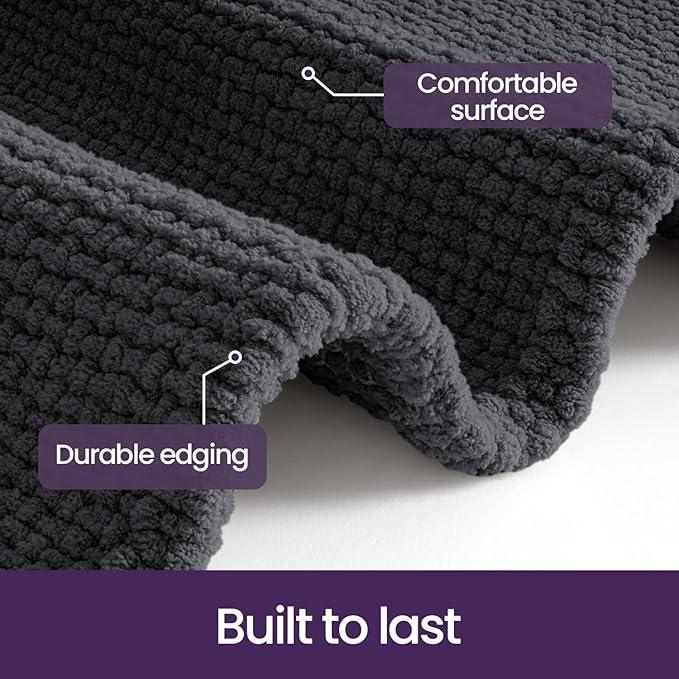 DEXI Bathroom Rugs 16x24, Non Slip Washable Bath Mat, Absorbent Chenille Bathmat, Ultra Soft Thick Carpet for Tub Shower Floor, Dark Grey - ModernBath