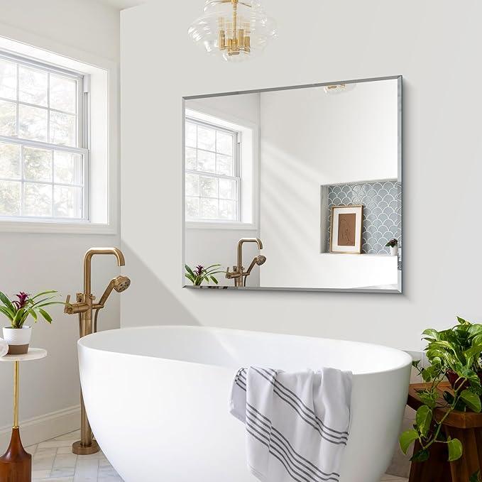 CILIBER Beveled Bathroom Mirror, 36x40 Inch Large Bathroom Mirrors for Over Sink, Upgraded Shatterproof Beveled Frameless Vanity Mirror for Bathroom,Bedroom,Living Room and Entryway - ModernBath
