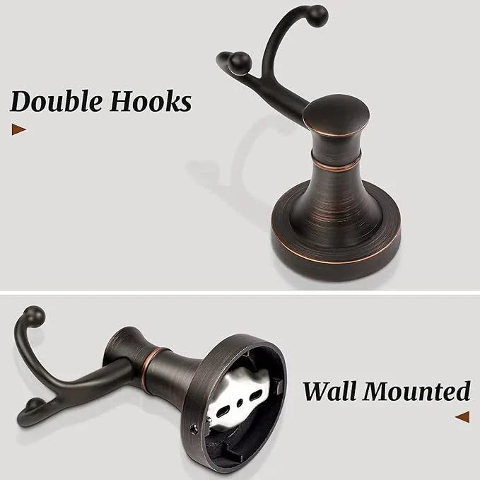 Bronze Towel Hooks, Bathroom Robe Hook Oil Rubbed, Heavy Duty Double Towel Hooks Bath Farmhouse Coat Clothes Hook Wall Mounted Rustic for Bathroom Kitchen Washroom - ModernBath