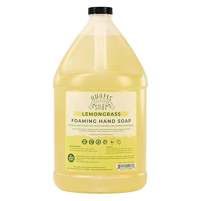 Adams Handmade Soap Liquid Foaming Soap 1 Gal - Lemongrass - ModernBath