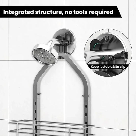 Shower Caddy Hanging (Silver), Adjustable Anti-Swing-Over The Shower Head Caddy, 3 Tier Height Bathroom Storage Organizer, Bathroom Shelves Basket Rack, Shower Caddies Rack with Adjustable Soap Basket - ModernBath