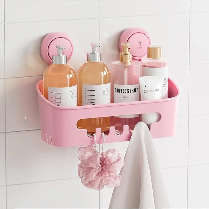 TAILI Shower Caddy Suction Cup, Heavy Duty Bathroom Organizer, Removable Shelves for Inside Shower, Shampoo, Waterproof Suction Plastic Storage for Bathroom Accessories Holder, Pink - ModernBath