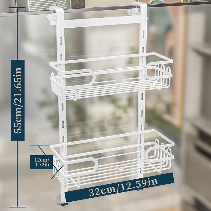 Consumest Over The Door Shower Caddy - 2 Tier Adjustable Hanging Shower Organizer Shelf with 12 Hooks, Rustproof Easy Installation Hanging Storage Rack for Bathroom, White - ModernBath