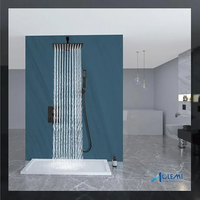 Aolemi Shower Faucet Set Rain Shower System with Handheld Spray Bathroom Shower Combo Rough-in Valve and Shower Trim Kit Included Oil Rubbed Bronze 12 Inch Wall Mount Shower Head - ModernBath
