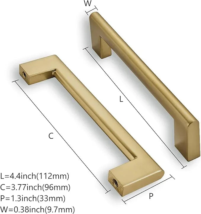khtumeware 3-3/4 Inch Hole Center 2 Pack,Brushed Brass Cabinet Pulls Heavy Duty Solid Brushed Gold Kitchen Drawer Handle Antique Cabinet Hardware for Bathroom, Drawer, Cabinet - ModernBath