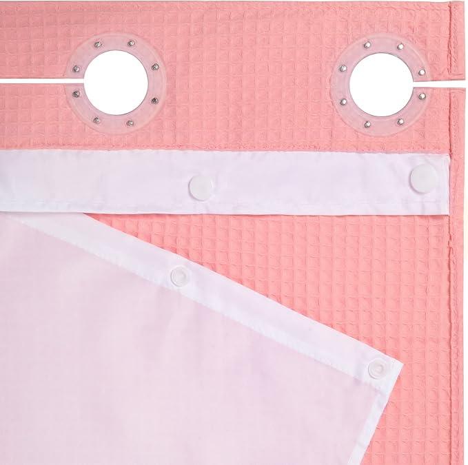 River Dream Hotel Grade No Hooks Needed Shower Curtain with Snap in Liner,Water Repellent, Machine Washable (Pink, 71"x74"(W/Liner)) - ModernBath