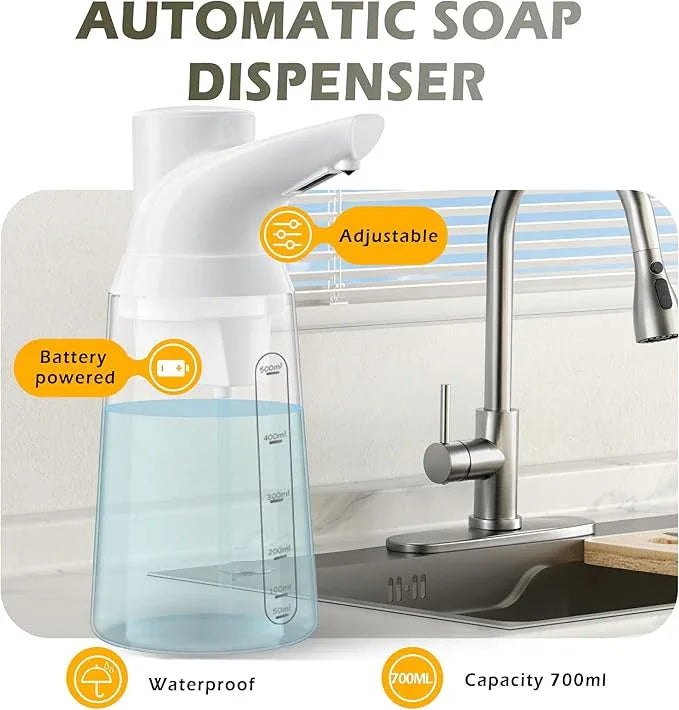 Greatmay Adjustable Automatic Soap Dispenser Touchless, 4 Adjustable Levels，Battery Powered Operated Sensor Liquid Soap Pump，Touch-Free Hand Sanitizer Dispenser - ModernBath