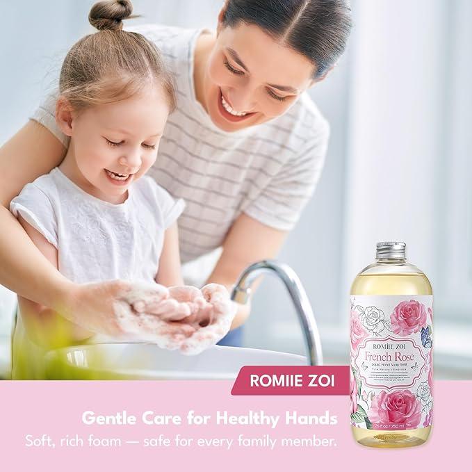 ROMIIE ZOI Liquid Hand Soap Refill, Rose, Gentle & Moisturizing Formula, 750 ML/ 26 FL OZ - ModernBath