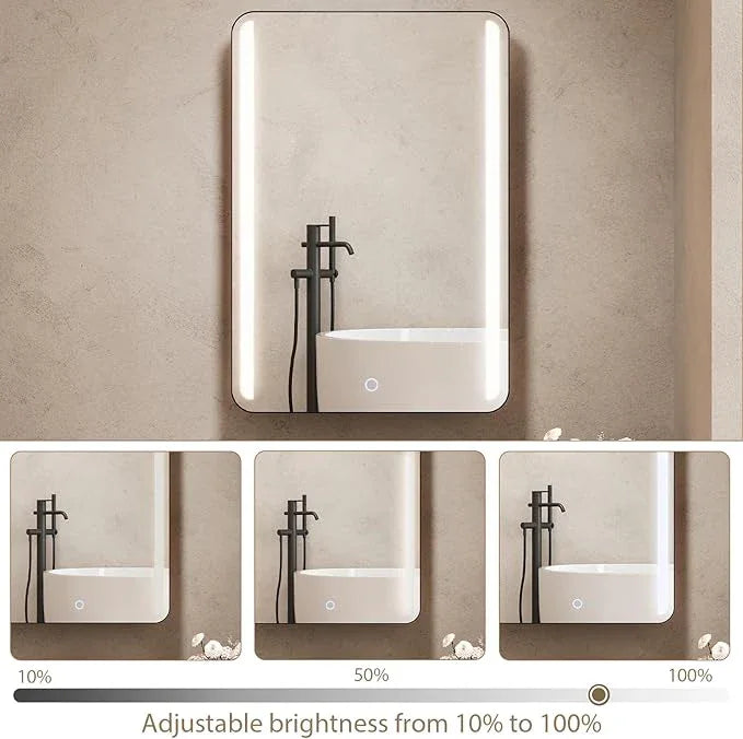 18x26 Inch LED Lighted Medicine Cabinet with Mirror for Bathroom, Wall Mounted or Recessed Mirror Cabinet with 3X Magnifying Mirror, Adjustable Storage Shelves, Modern Design - ModernBath
