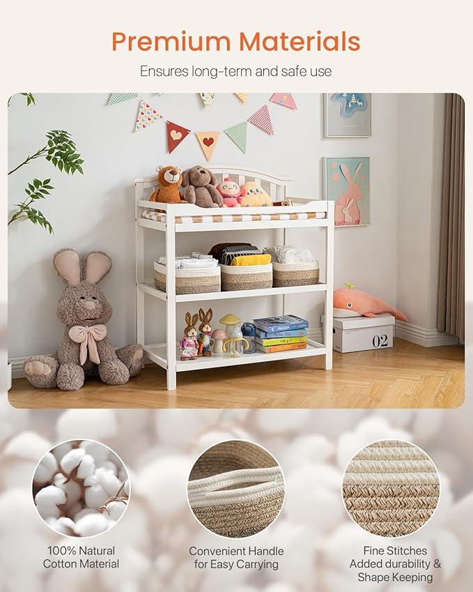 Small Woven Basket, 13.5 x 9.5 x 5 Inches, Storage Basket for Organizing, Cute Small Rope Shelf Closet Cube Storage Bins Baskets for Shelves, Dog Toy Gift Baskets Empty, 3 Pack Gradient Brown - ModernBath
