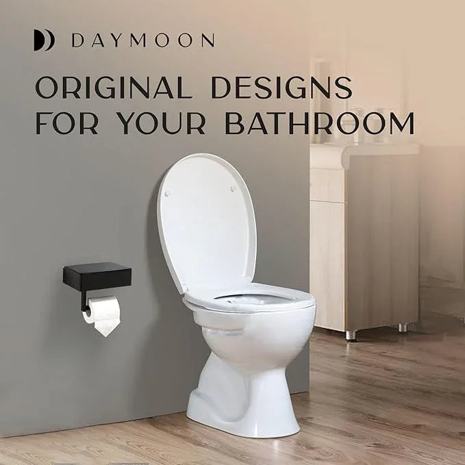 Day Moon™ Matte Black Toilet Paper Holder with Shelf, Wipe Holder for Bathroom Flushable Wipes Dispenser Toilet Paper and Wipes Holder Toilet Paper Holder with Storage - ModernBath