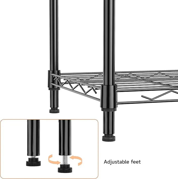 IZEUK 3 Tier Metal Wire Shelving Rack Storage Shelves for Kitchen, Bedroom, Living Room or Laundry Room, Black, 17.7" W x 11.8" D x 28.8" H - ModernBath