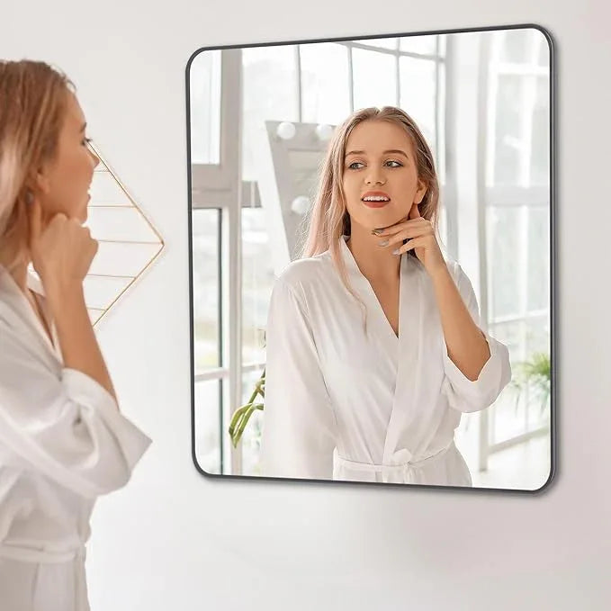 DESBING 36" x 36"Bathroom Mirror, Matte Black Wall Mirror with Metal Frame, Decorative Rectangular Vanity Mirror for Bedroom Bathroom Living Room Entryway (Horizontal/Vertical) - ModernBath
