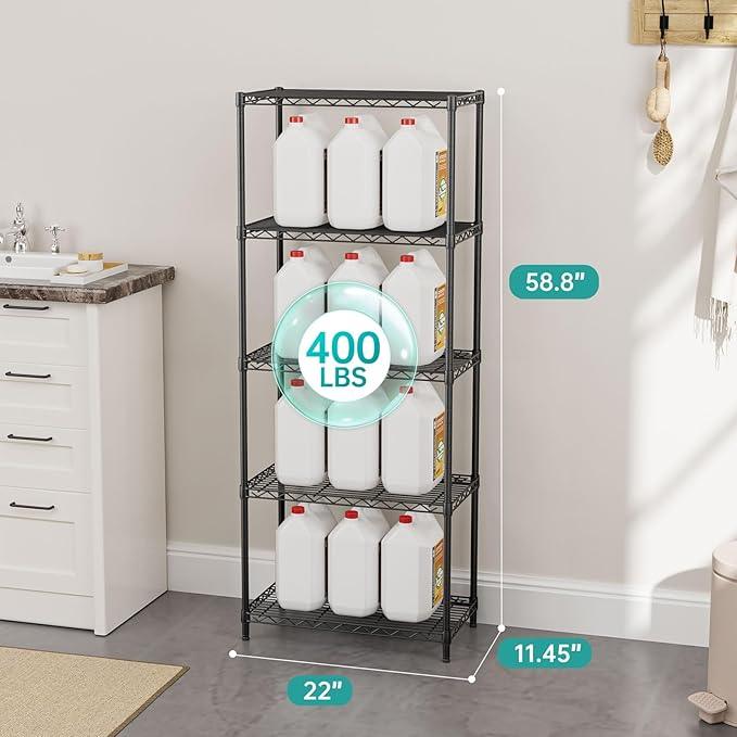 SINGAYE Shelf Closet Wire Shelving：Adjustable Metal Unit for Laundry Room Organization Bathroom Kitchen Home Storage Small Pantry Rack Shelves - ModernBath