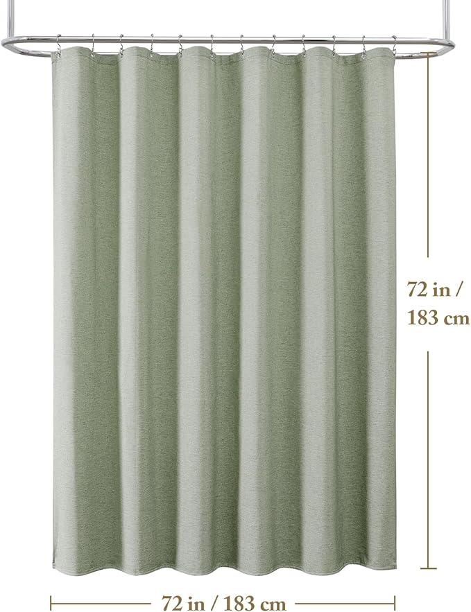 FY&XZH 3-in-1 Fabric Shower Curtain Set,Double Waterproof Linen-Texture Shower Curtain with PEVA Liner That Fully Prevents Splashes,Soft Shower Curtains with 12 Anti-Fall Hooks,72"x72" (Light Green) - ModernBath